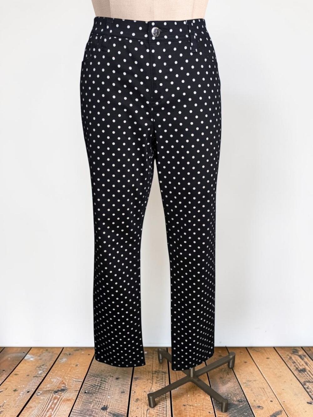 Lauren RALPH LAUREN Black White Polka Dot Pants Jeans 8